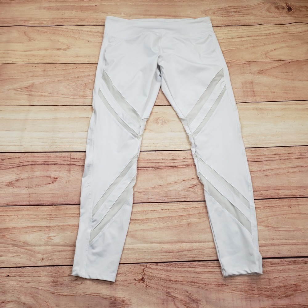 Forever‎ 21 Activewear Leggings Womens Large White Mesh Inset Athletic Pants